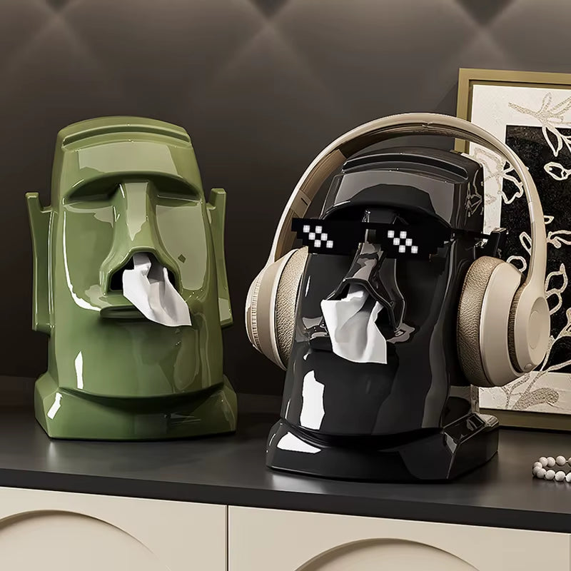 Household Tissue Box Creative Stone Figure Paper Towel Box Glasses Earphone Storage Rack Living Room Bedroom Table Decorative