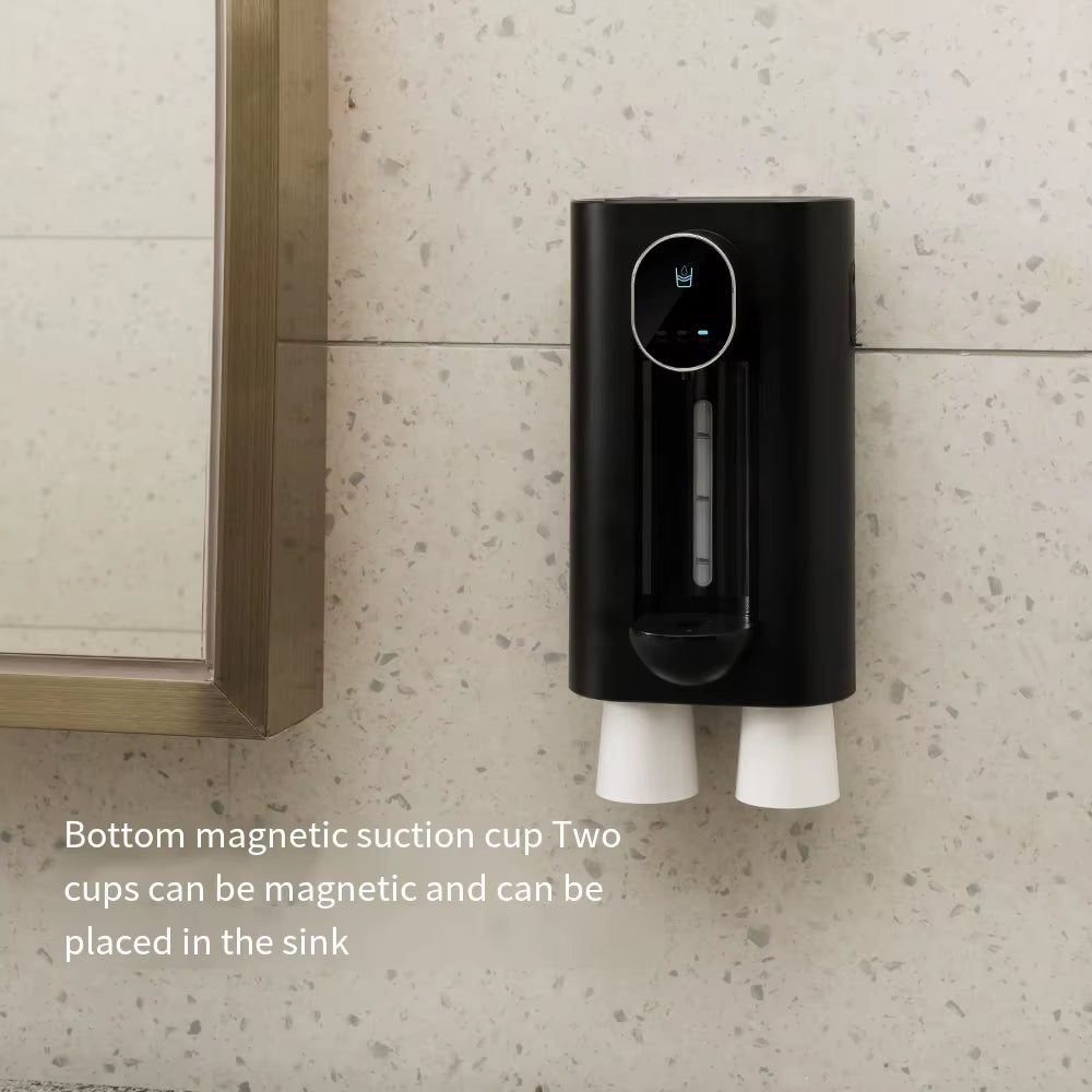 Inductive Mouthwash Dispenser Wireless Smart Magnetic Base LED Screen Display Wall Mounted Automatic Mouth Get 2 Cups