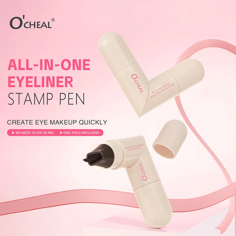 All-In-One Rotating Eyeliner Stamp Pen Quick Eye Makeup Double-Ended Eyeliner Waterproof Long-Lasting Stamp Eyeliner