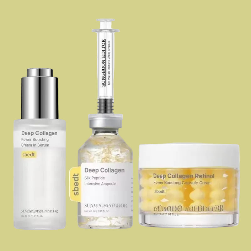 Silk Collagen Peptide Ampoule Serum Korean Care Set Deep Collagen Moisturizer Serum Retinol Power Capsule Cream Women Face Care
