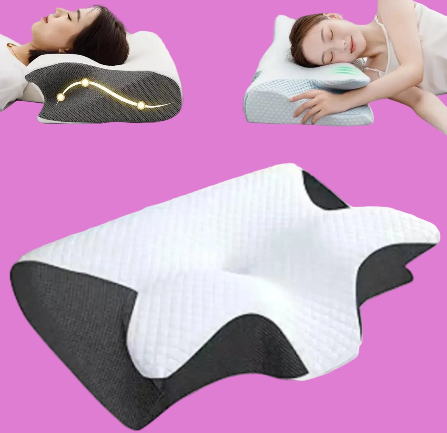 Stitching Color Pillow Memory Foam Cervical Ergonomic Contoured Orthopedic Relaxing Cervical Pillow Versatile Support Pillow