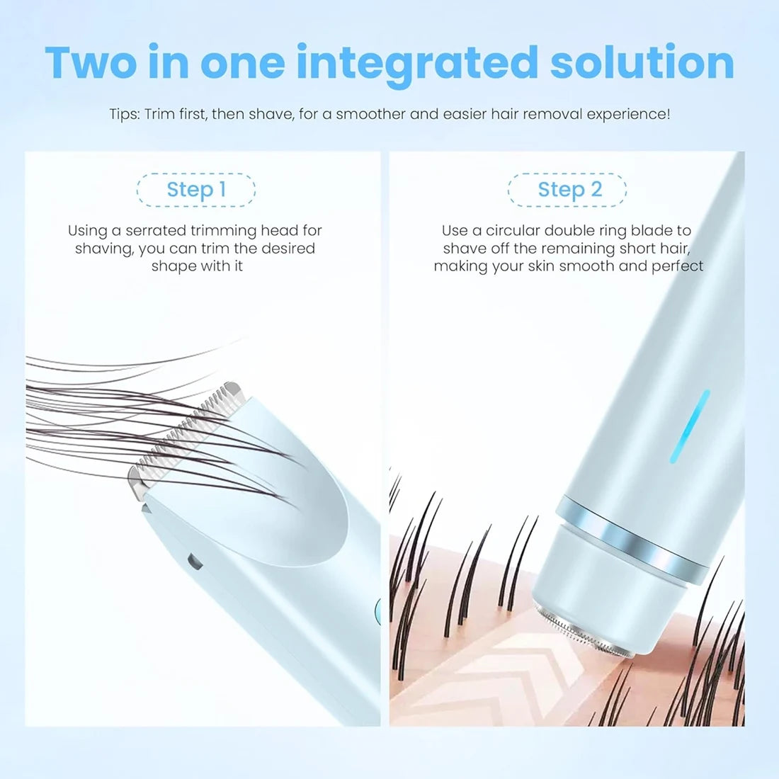 【SELL FAST 】Dual Head Electric Razor Bikini Trimmer 2 in 1 IPX7 Waterproof, Dry& Wet Use Painless,For Women for Private Area