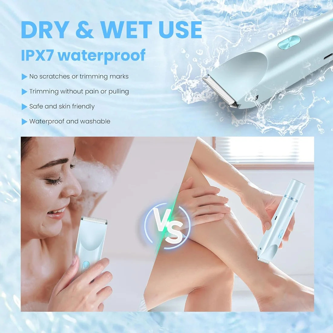 【SELL FAST 】Dual Head Electric Razor Bikini Trimmer 2 in 1 IPX7 Waterproof, Dry& Wet Use Painless,For Women for Private Area