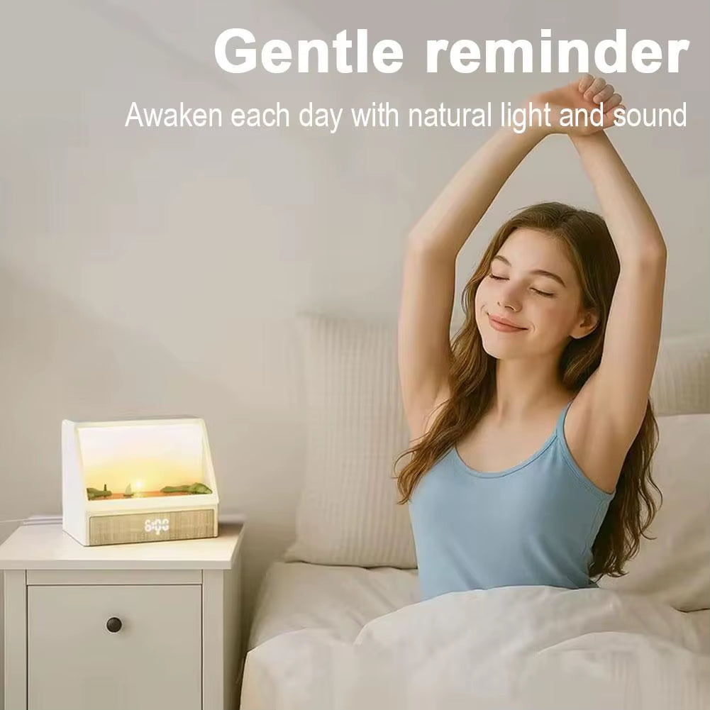 Bluetooth Sunrise Alarm Clock Table Light White Noise Wake up Light with 12 Sounds Dimmable Sleep Clock for Adults Kids Bedroom