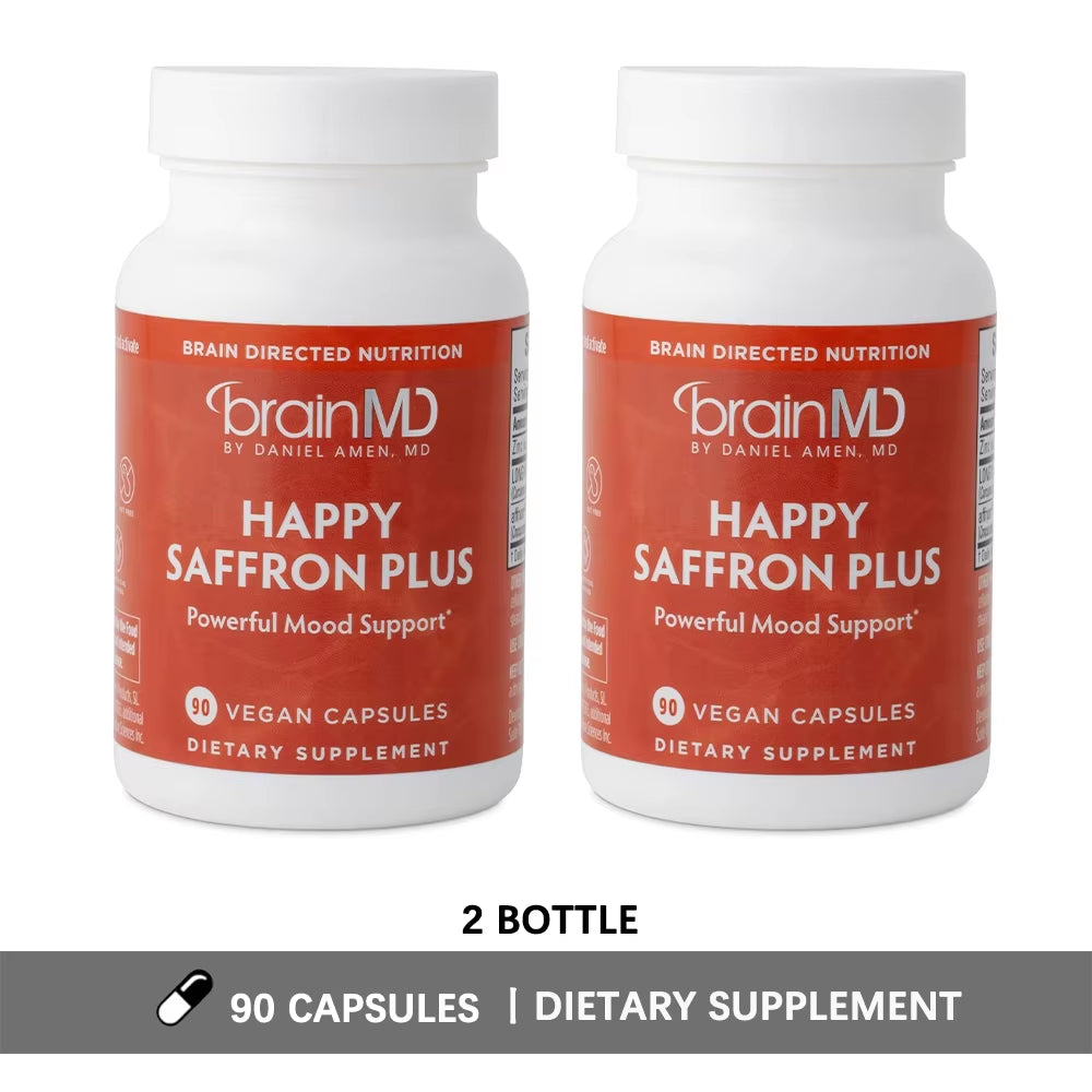 Happy Saffron plus Supplements - Saffron Flower Extract Supplement for Eye Health Support - Mood Enhancer for Men & Women