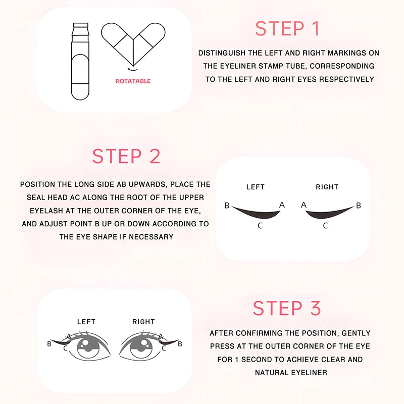 All-In-One Rotating Eyeliner Stamp Pen Quick Eye Makeup Double-Ended Eyeliner Waterproof Long-Lasting Stamp Eyeliner
