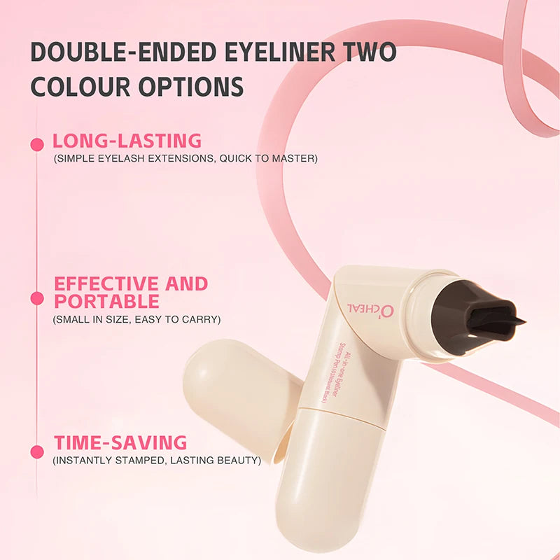 All-In-One Rotating Eyeliner Stamp Pen Quick Eye Makeup Double-Ended Eyeliner Waterproof Long-Lasting Stamp Eyeliner
