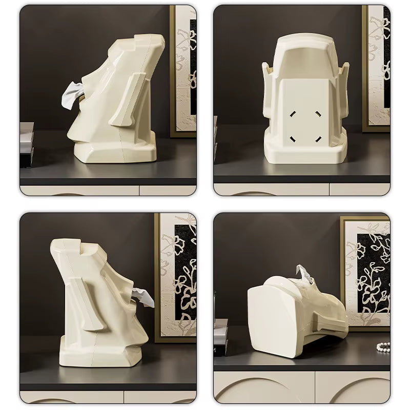 Household Tissue Box Creative Stone Figure Paper Towel Box Glasses Earphone Storage Rack Living Room Bedroom Table Decorative