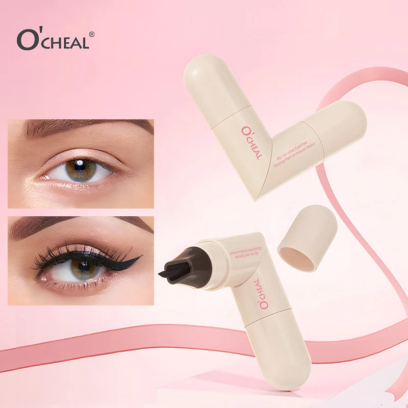 All-In-One Rotating Eyeliner Stamp Pen Quick Eye Makeup Double-Ended Eyeliner Waterproof Long-Lasting Stamp Eyeliner